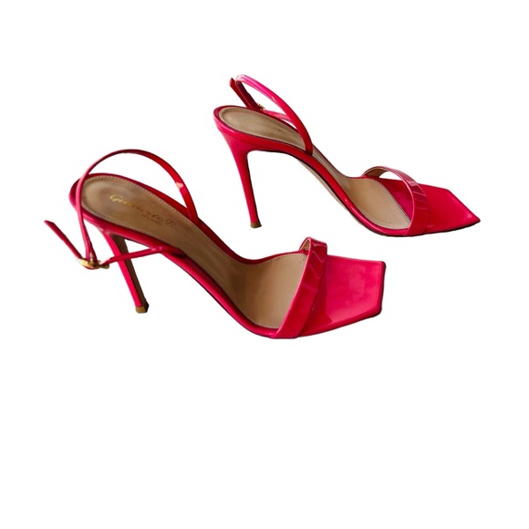 Gianvito Rossi - Ribbon 105 patent leather sandals Gianvito  Gianvito Rossi Ribbon Stiletto Sandal size 85.5. Hot pink. Be BARBIE Girl!